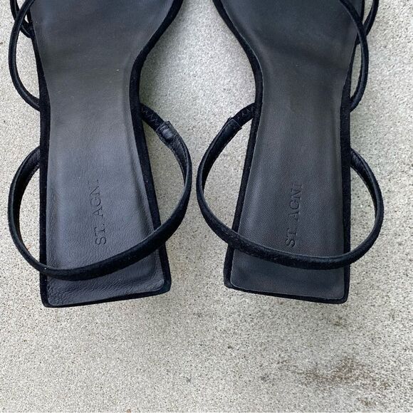 St Agni Spiral Wedge sandals shoes black suede platforms Revolve Sz 9 - Picture 13 of 16